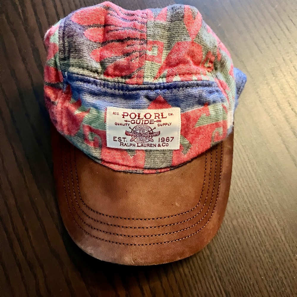 Polo by Ralph Lauren Aztec Multicolor Cap with Brown Leather Brim